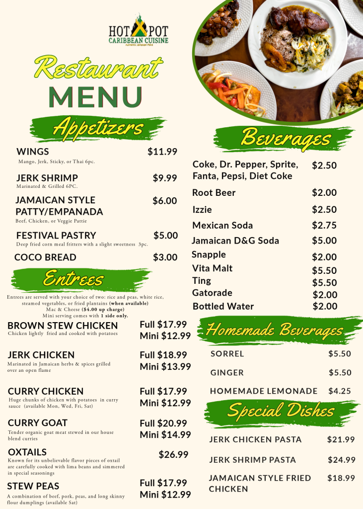 Hot Pot Menu